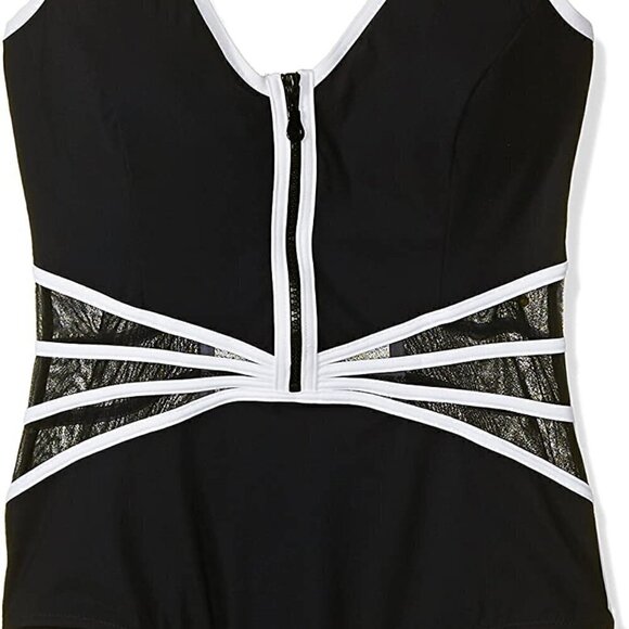 Profile by Gottex Tummy Control Swimsuit with Black Mesh, Size 6 - Picture 2 of 7